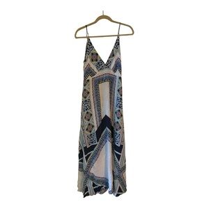 FARM Rio White Maxi Dress with Navy and Pastel Geo Print